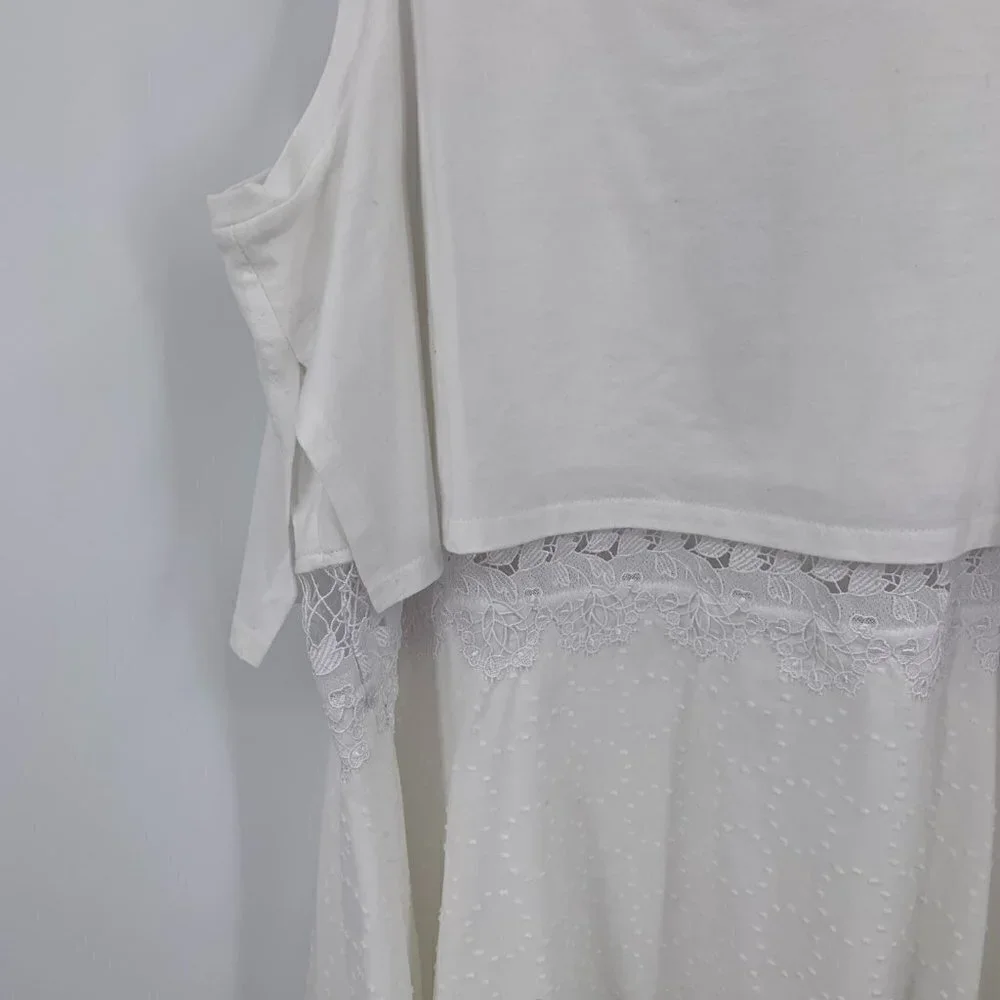 Thakoon Lace embroidered tank dress white knit mesh a-line skirt new X-Large XL - Picture 3 of 6